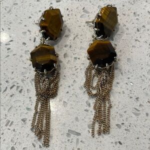 Elegant Gold and Brown Dangle Earrings